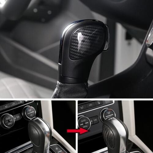 ABS Matte/Carbon Fibre For Jetta MK6 2017 2018 2019 Car Gear Shift Knob Lever Handle Cover Trim accessories styling 2pcs