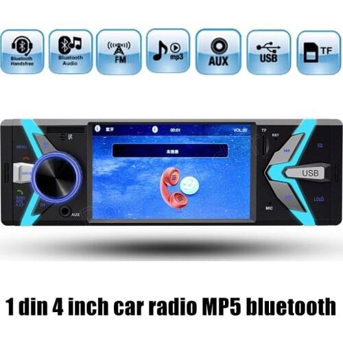 High quality 1 din 4 inch 12V Bluetooth Car Radio Audio Stereo MP4 MP5 Player support Rearview Camera Handsfree USB TF FM