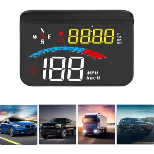 HUD Car Head Up Display Digital Auto Speedometer Windshield Projector On Car Glass Water & Oil Temp Alarm Auto Smart Gadgets