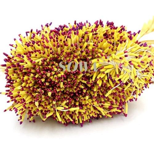 Free Shipping 800pcs/Lot 1mm Yellow And Red Color Double Heads Effect Artificial Flower Pistil Stamen For Cake decoration DIY
