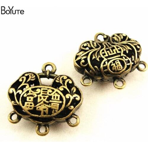 BoYuTe (10 Pieces/Lot) Wholesale Metal Alloy 23*24MM Hollow Out Lucky Lock Pendant Charms Diy Hand Made Jewelry Accessories
