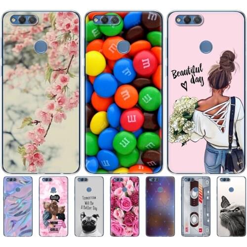 Cover phone case for huawei honor 7X soft tpu silicon back cover 360 full protective printing Honor 7x transparent clear coque