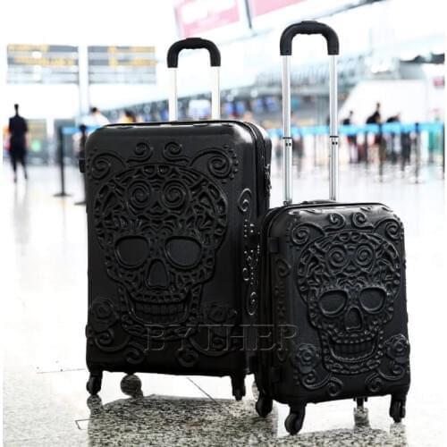 Skull Luggage Brand Rolling Luggage Spinner Women men High capacity Travel Suitcase