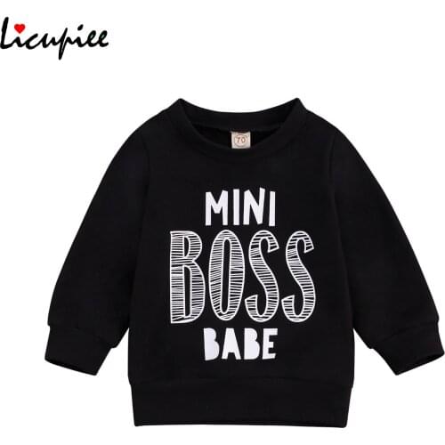Childrens Top Infants Round Neck Long Sleeve Hoodie Letter Printed Clothes Hoodie for Kids 0-3 Years