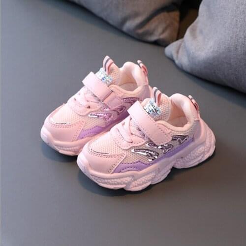 Kids Sneaker for Girls 2021 Autumn New Korean Kids Boys and Girls Mesh Breathable Soft Sole Mesh Running Shoes
