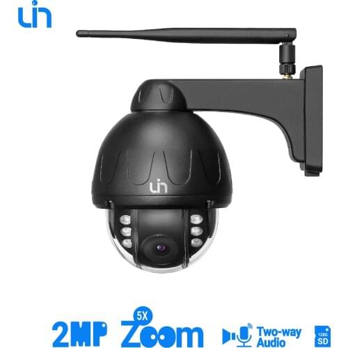 UIN Black Aluminum 2MP Wifi Dome Auto Tracking IP Camera Spinning Waterproof Wireless IR Night CCTV Audio Talk Memory SD Card