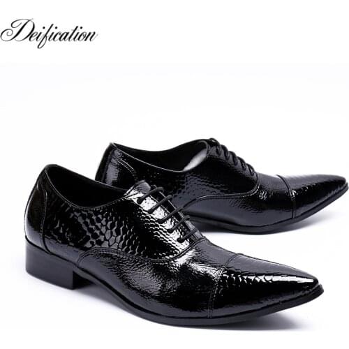 Italian Deisign Mens Business Leather Shoes Lace Up Male Formal Flats Genuine Leather Men Wedding Shoes Chaussure Mariage Homme