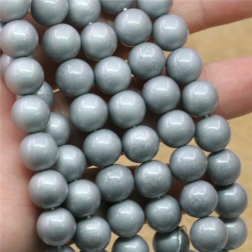 Beautiful Artificial Shell Imitation Pearl Grey Baking Paint Round Loose Beads 4/6/8/10/12 /14mm Womens Jewelry 15inch Y841