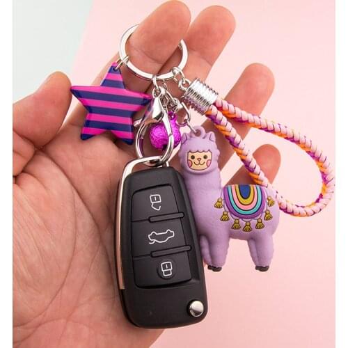 Creative Charm Alpaca Keychain Car Doll Chain Bag Pendant Women Gift Little Sheep Fashion High Quality Cartoon Animal Key Ring