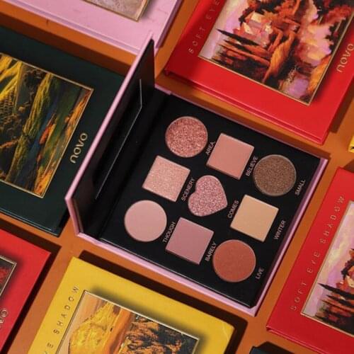 Oil Painting Landscape 9 Colors Eyeshadow Matte Pearlescent no Smudging Lasting Beginner Eyeshadow Palette Makeup Tools