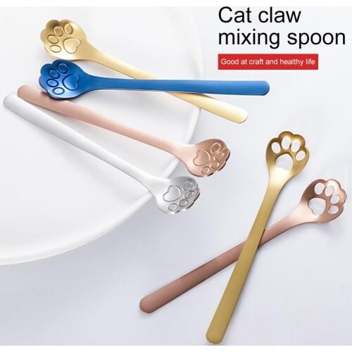 Cute Animal Paw Claw Stainless Steel Coffee Drink Dessert Kitchen Mixing Spoon Kitchen Supplies