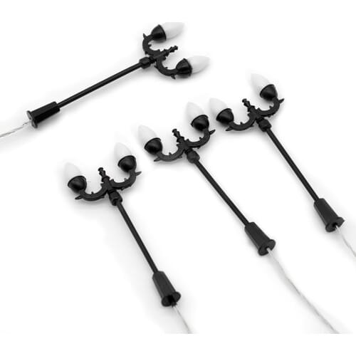 50pcs 3V 7cm Miniature Diorama Model Lamppost Garden Lamp 1:150 Double-head LED Warm White Lighting Mini Model Light