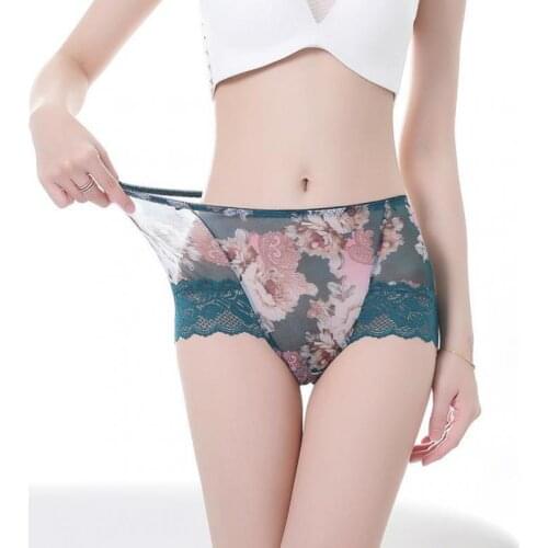 Fashion Women Panties Sexy Lace Underwear Briefs Medium Waist Female Lingerie Underpants Transparent Seamless Panties Plus Size