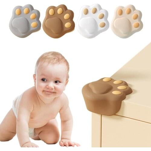 Cartoon Baby Safety Silicone Protection Cat Paw Wall Corner Edge Bumper Protector Soft Table Desk Children Safety Corner Guards
