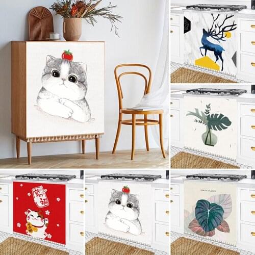 Cartoon Short Curtains for Cabinet Door Kitchen Bedroom Cupboard Wardrobe Dustproof Half-curtain for Cafe Home Decor Half Drape