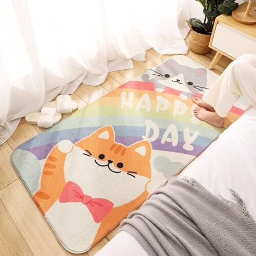 Cartoon Animal Soft Lamb Wool Washable Entryway Rug Living Room Floor Mat Bedroom Soft Bedside Long Carpet