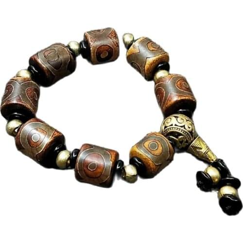 Natural Tibetan Old Tianzhuyuan Stone Shale Pharmacist Longwen Nine-Eye Tianzhu Bracelet
