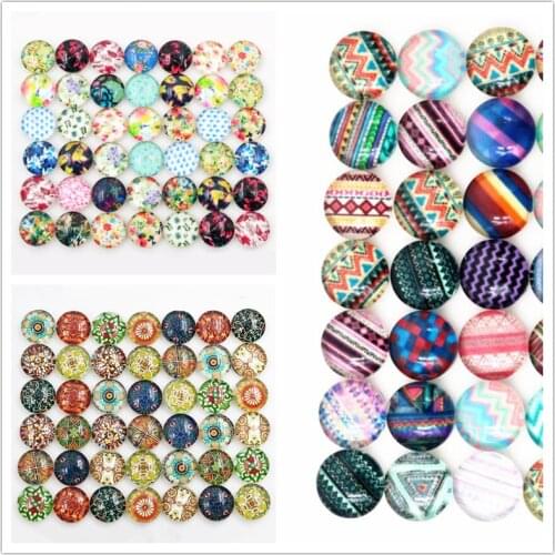 New Fashion Hot Sale 50pcs 8mm Mixed Colors Flower Style Handmade Photo Glass Cabochons-C7-41