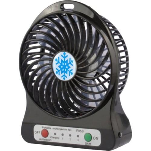 New Portable Air Fan With Battery Mini USB Fan For Office Computer LED Light Rechargeable Fan Electric Laptop Fan Blades