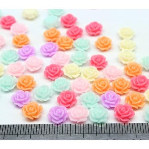 Wholesale 400x Mini Resin Rose Flower Floral 3D Nail Art Bead Stickers Decorations 8mm