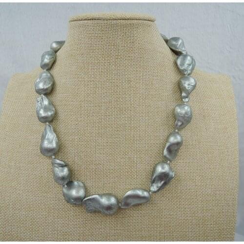 100% NATURE FRESHWATER Baroque PEARL NECKLACE-good quality-925 SILVER HOOK