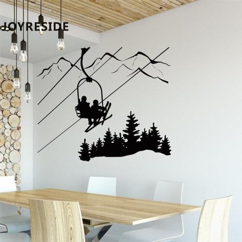Lift Chair Ski Wall Decals Home Livingroom Sport Style Decor Wall Sticker Skier Skiing Winter Sports Wall Decal Fashion M208