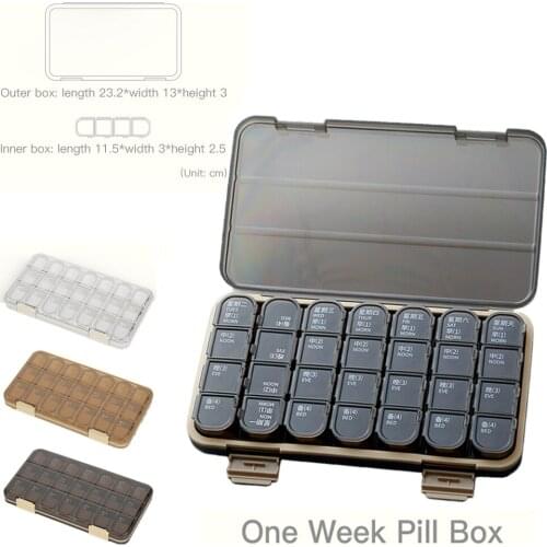 Portable 21/28 Grids Weekly Pilll Box Medicine Dispenser Drug Organizer Storage Box 7 Days Compartment Pillbox Case Container