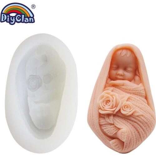 DIY Mothers Day Sleeping Swaddling Baby Modeling Epoxy Resin Handmade Soap Silicone Mold Chocolate Mousse Cake Decorating Tools