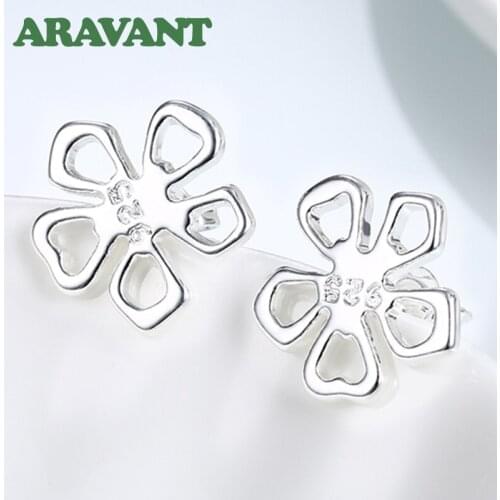 925 Silver Small Stud Earring Flowers Earrings For Women Fashion Earrings Silver Jewelry