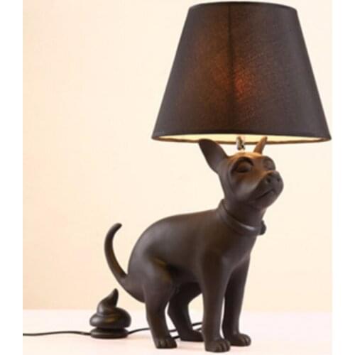 Modern Black Resin Table Lamp Beside Lamp For Living Room Resin Animal Puppy Shit Cartoon Personal Creative Home Table Lamp