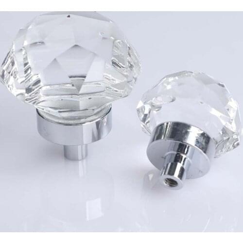 Modern simple fashion glass crystal kitchen cabient wine cabinet door knob silver chrome drawer shoe cabinet tv cabinet knob