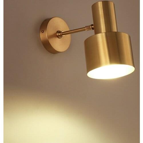 Northern European-Style Modern Simple Intrinsic Color of Copper Shower Room Wall Lamp Bedroom Bedside Lamp Cafe