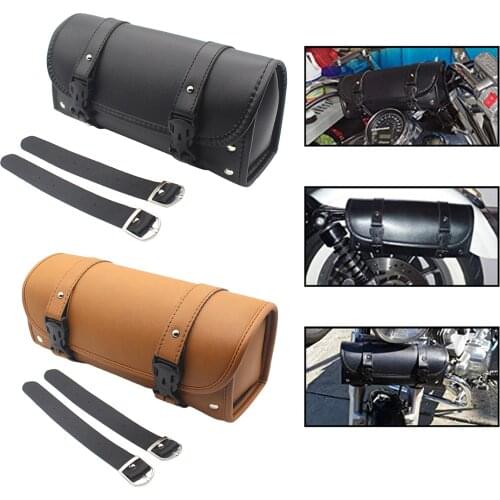 Motorcycle Motorbike PU Leather Saddlebags Sissy Bar Handlebar Tool Bag Side Storage Pouch Waterproof Wear Resistant