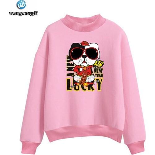 Funny LUCKY DOG turtleneck sweatshirt men/women autumn winter harajuku tracksuit tops women plus size hoodies sweatshirts