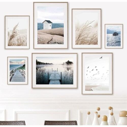 Reed Straws Bridge Boat Chalet Trestle Wall Art Canvas Painting Nordic Posters And Prints Wall Pictures For Living Room Decor