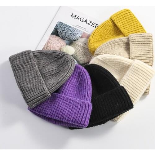 VISROVER 7 colors solid color acrylic beanies winter hat for woman best matched acrylic woman Autumn Warm skullies wholesale