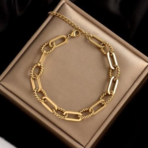 Colorfast 316L stainless steel new fashion punk chain bracelets simple atmosphere trend rock hip-hop best gift for women