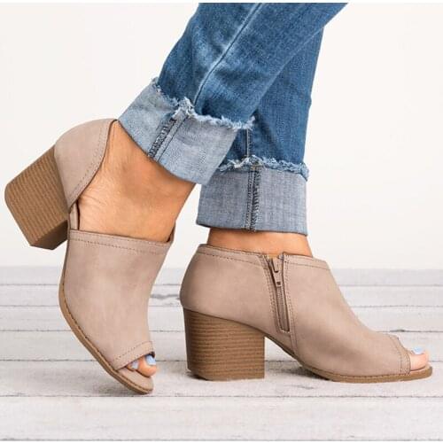 2020 New Women Sexy High Heel Clogs Black Peep Toe Platform Mules Ladies Leather Sole Slippers Femal Slip On Sandals Shoes