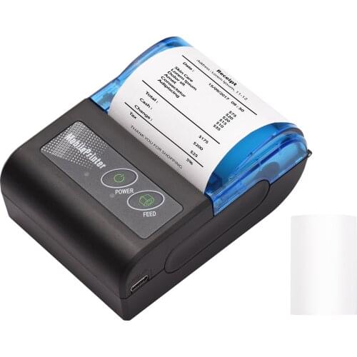 203DPI Thermal Label Printer Mini Thermal Printer 2 inch Wireless BT USB Receipt Bill Ticket Printer with 58mm Print Paper