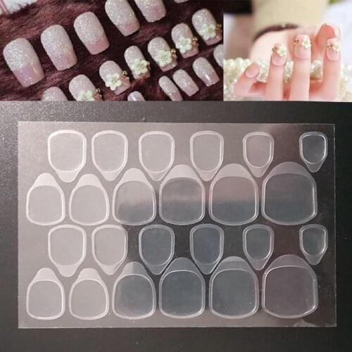 24Pcs Double Sided Adhesive Glue Tapes Nail Art Tabs Clear Manicure for Fake Tip