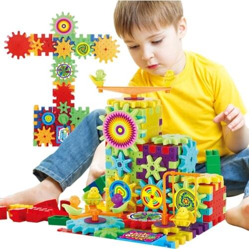 81PCS Electric Gears 3D toy Building Kits Plastic Brick Blocks Educational Toys For Kids Children stacking blocks