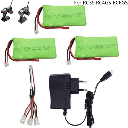 Lipo battery For RC3S RC4GS RC6GS with charger cable set 7.4V 3000mah 2S 20C For RC parts Helicopter Car Boat Airplane toy parts