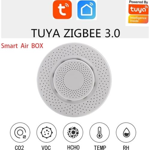 Zigbee Tuya ZigBee CO2 Hcho VOC Detector Formaldehyde Carbon Dioxide Sensor Air Monitor Home Automation Warning Alarm Detector