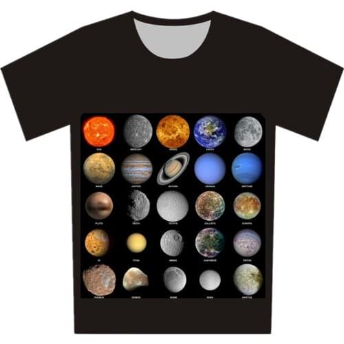 Children Clothes Camisetas 3D T-shirt Kids Colorful Space Galaxy Moon Cloud Satellite Astronauts Print T shirt Boys Girl Tshirts