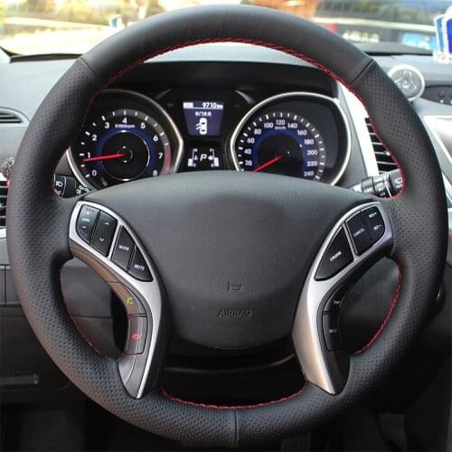 For Hyundai Elantra 2011-2016 Avante i30 2012-2016 Leather Hand-stitched Car Steering Wheel Covers Car accessories