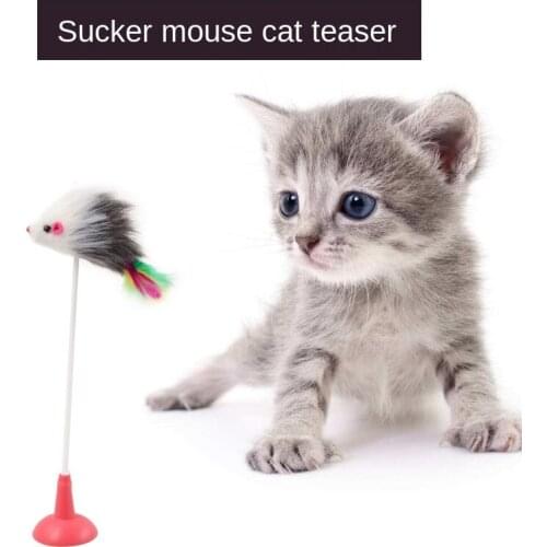 Cat toy sucker mouse tease cat stick Plush interactive puzzle pet feather manufacturer pet toy
