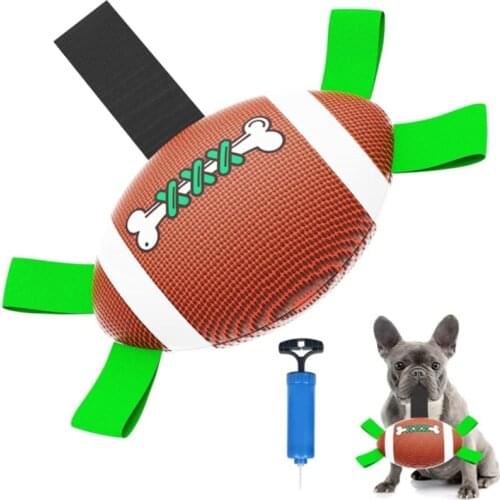 Dog Toys Pet Football Toys with Grab Tabs Pet Chew Interactive Fetch Rugby Toy Dog Ball for Small Medium Dogs Outdoor Pet Toys