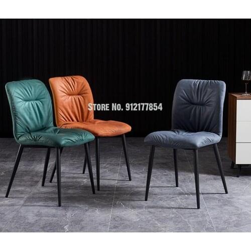 Italian minimalist dining chair household light luxury modern nordic dining table chair technology cloth iron art net red backre