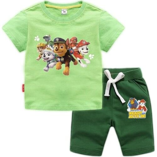 PAW PATROL kids clothes Set boys girls T-Shirt+Short Pants 2 pieces childrens Cotton Clothing Sets cartoon Clothes