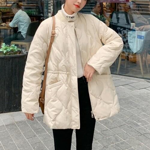 Trendy New Winter Women Loose Thick Warm 90% White Duck Down Jacket Casual Female Zipper Chic Down Coat Lady Snow Outwear